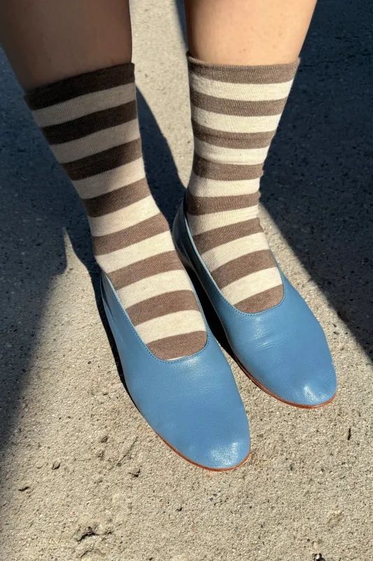 Wally Socks - Wide / Brown Stripe sold by Le Bon Shoppe