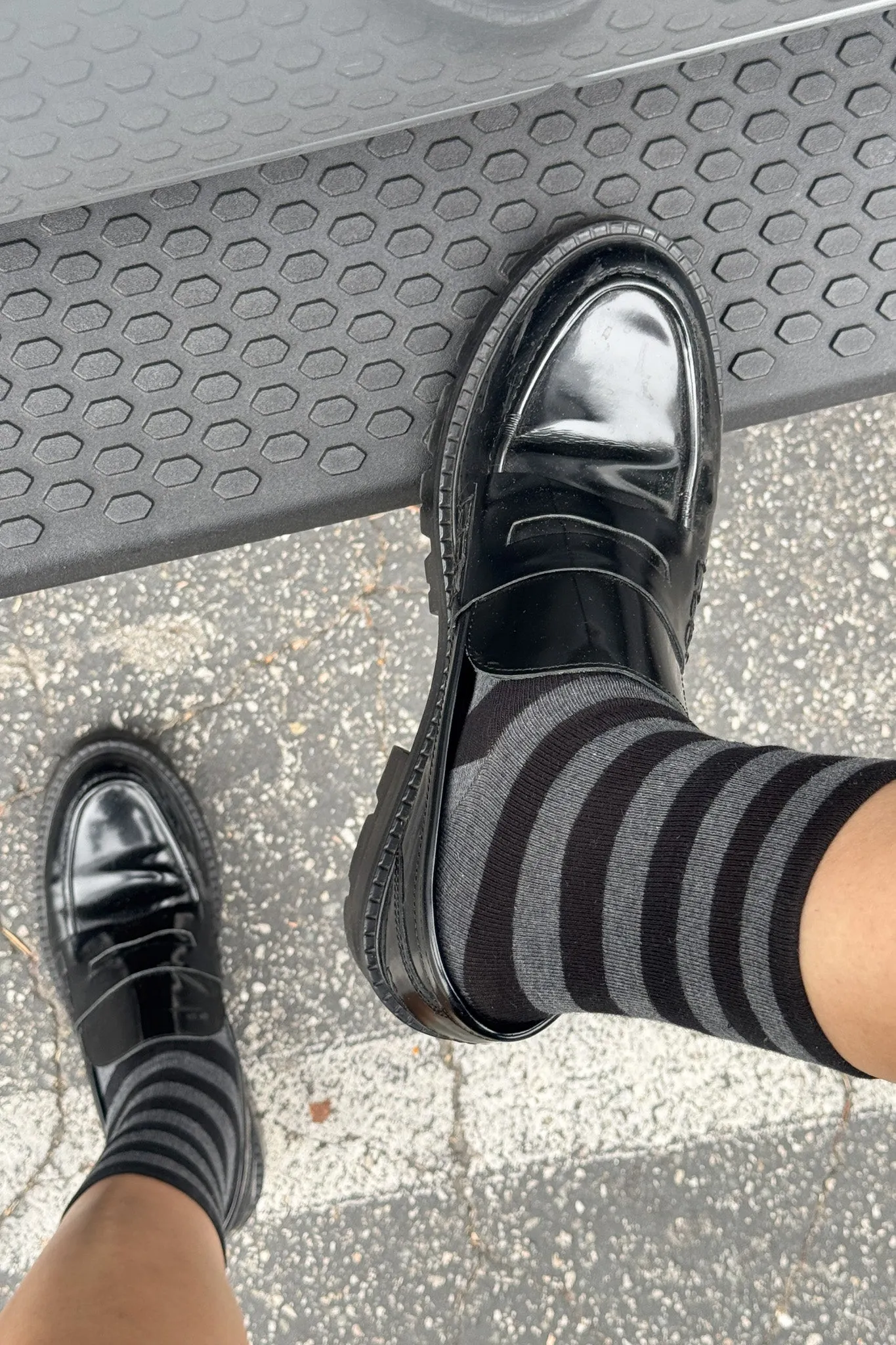 Wide Wally Socks - Wide / Charcoal Stripe sold by Le Bon Shoppe