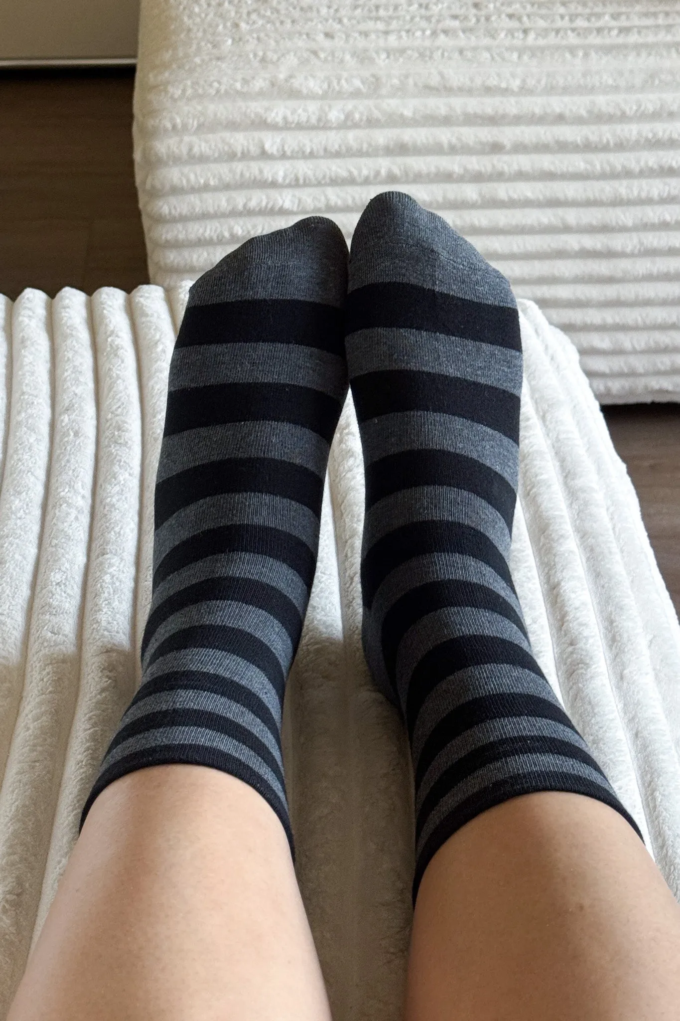Wide Wally Socks - Wide / Charcoal Stripe sold by Le Bon Shoppe product image thumbnail 2