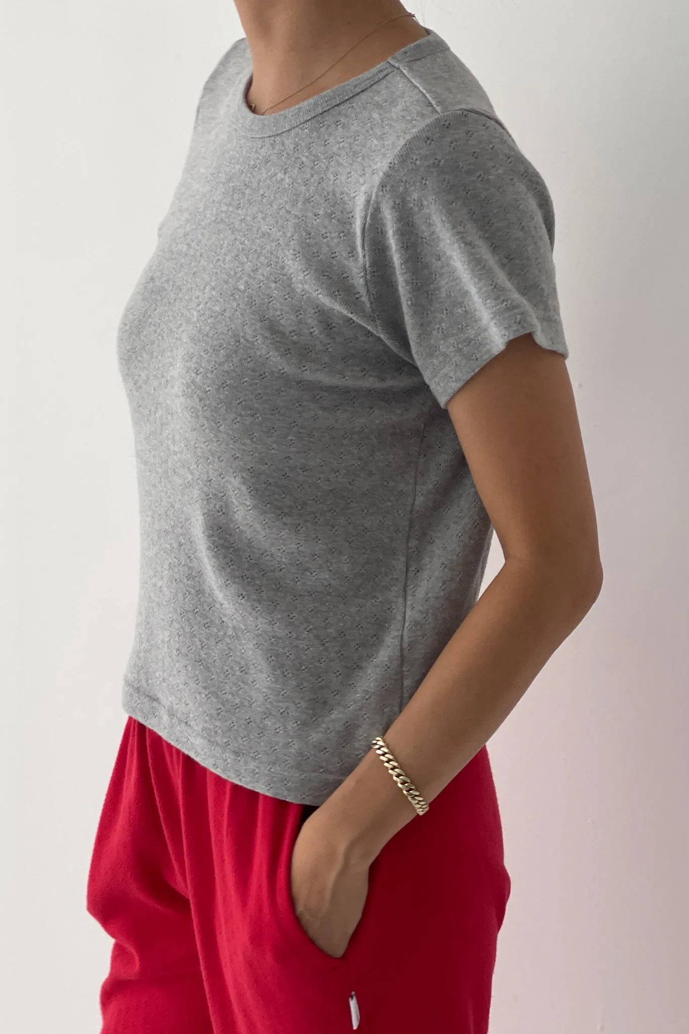 Pointelle Babe Tee - Melange Grey sold by Le Bon Shoppe product image thumbnail 3