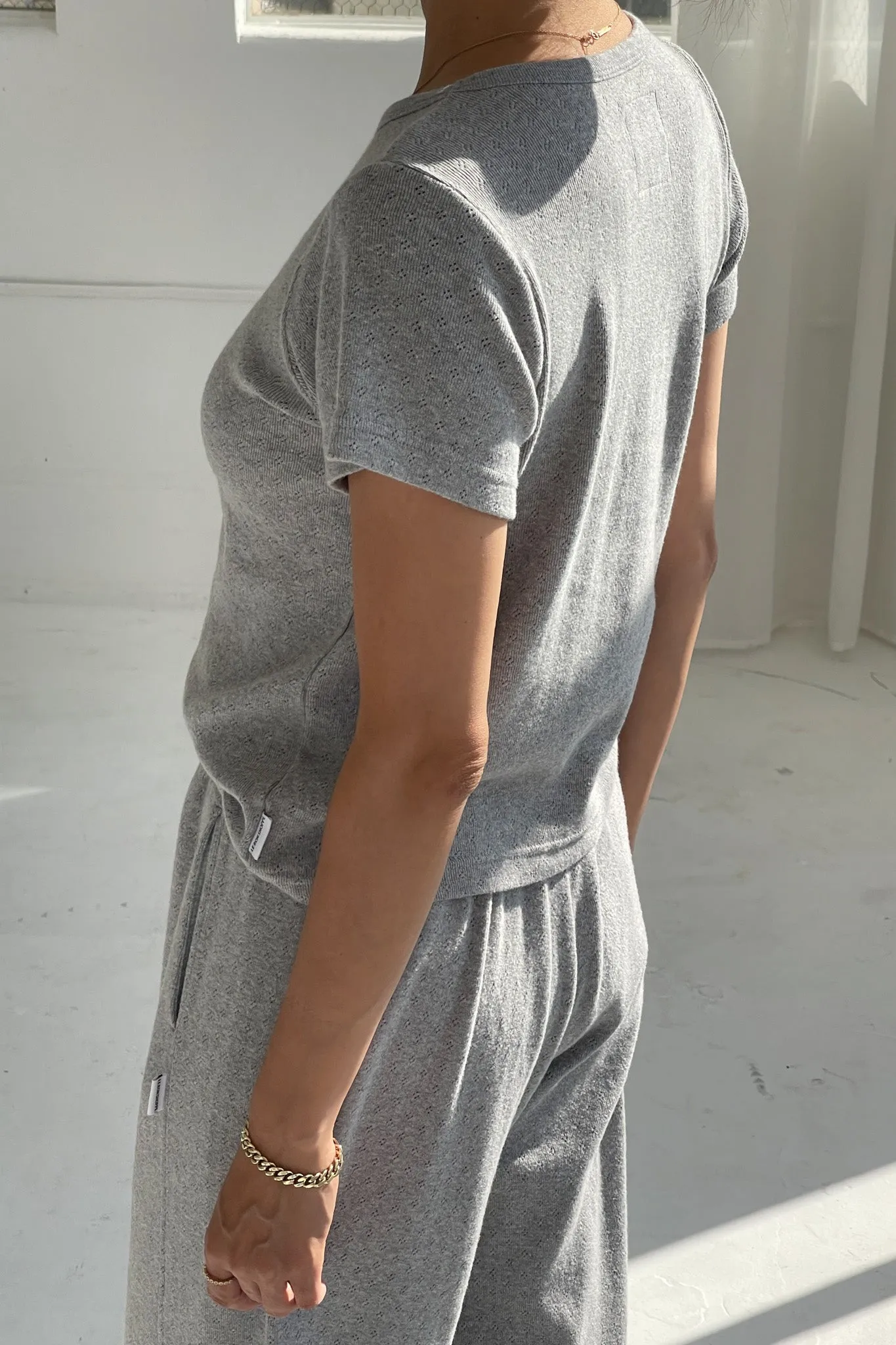 Pointelle Babe Tee - Melange Grey sold by Le Bon Shoppe product image thumbnail 2