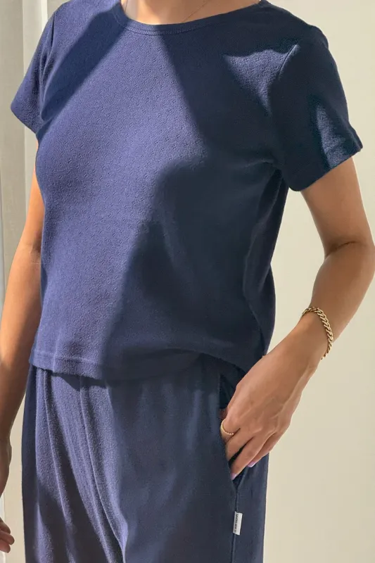 Pointelle Babe Tee - Navy sold by Le Bon Shoppe