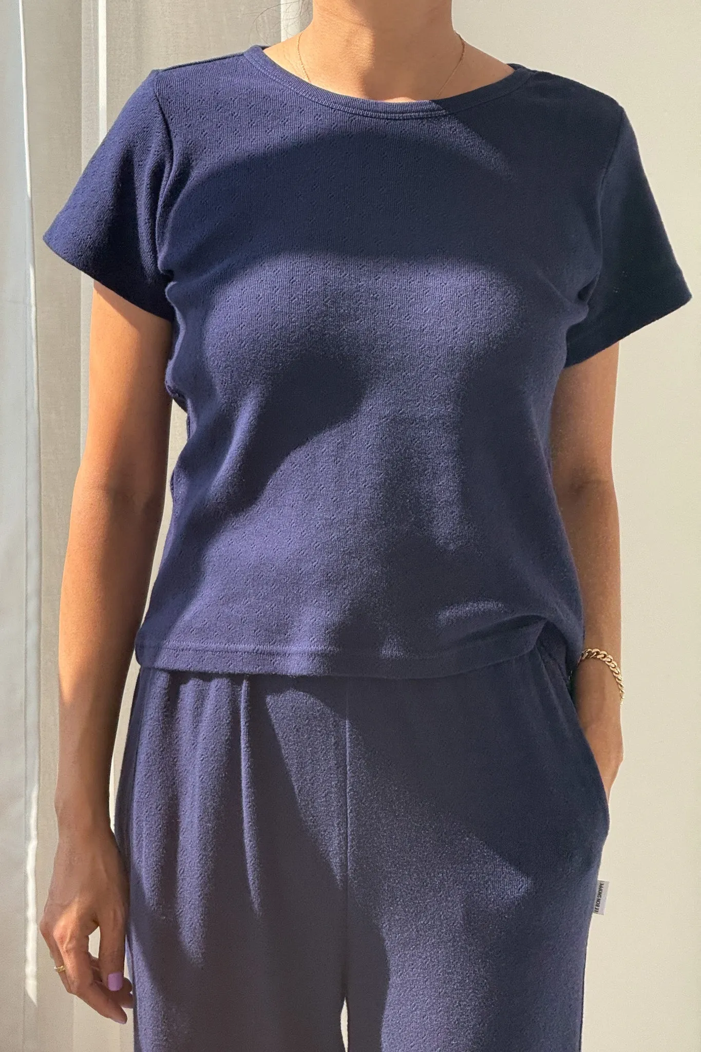 Pointelle Babe Tee - Navy sold by Le Bon Shoppe product image thumbnail 2