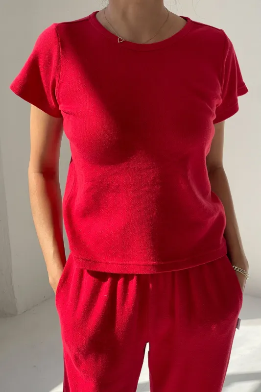 Pointelle Babe Tee - Red Apple sold by Le Bon Shoppe