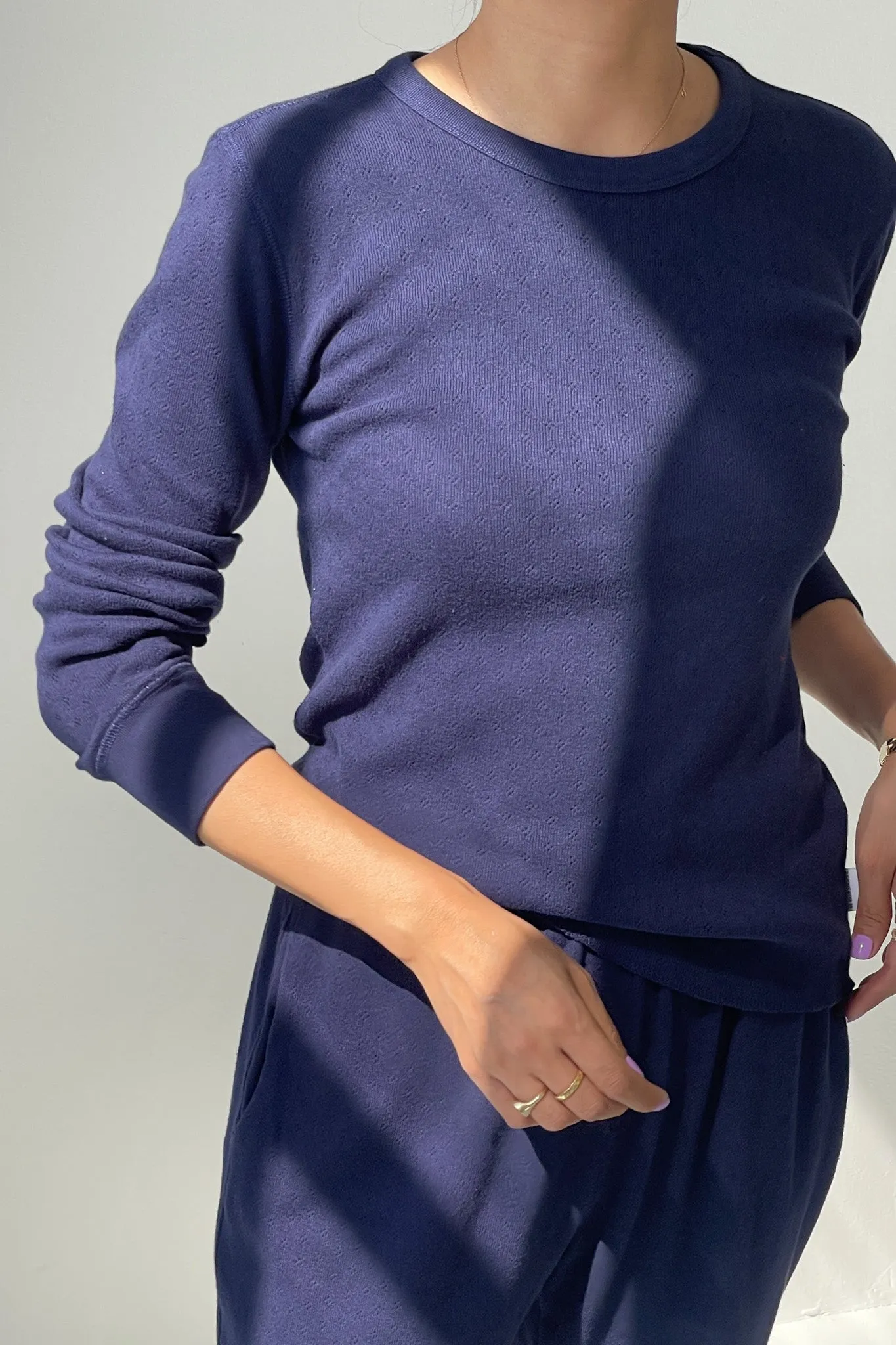 Pointelle Fundamental Tee - Navy sold by Le Bon Shoppe