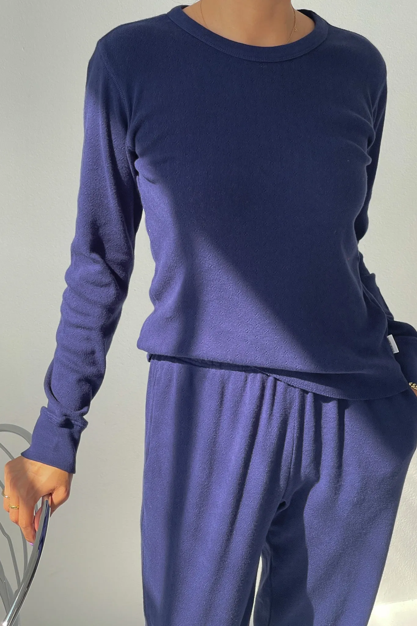 Pointelle Fundamental Tee - Navy sold by Le Bon Shoppe product image thumbnail 3