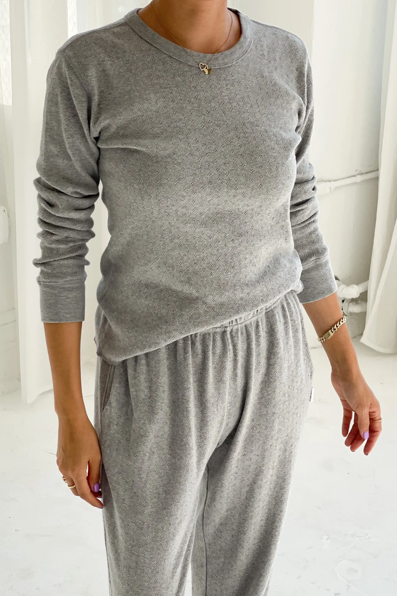 Pointelle Fundamental Tee - Melange Grey sold by Le Bon Shoppe product image thumbnail 3
