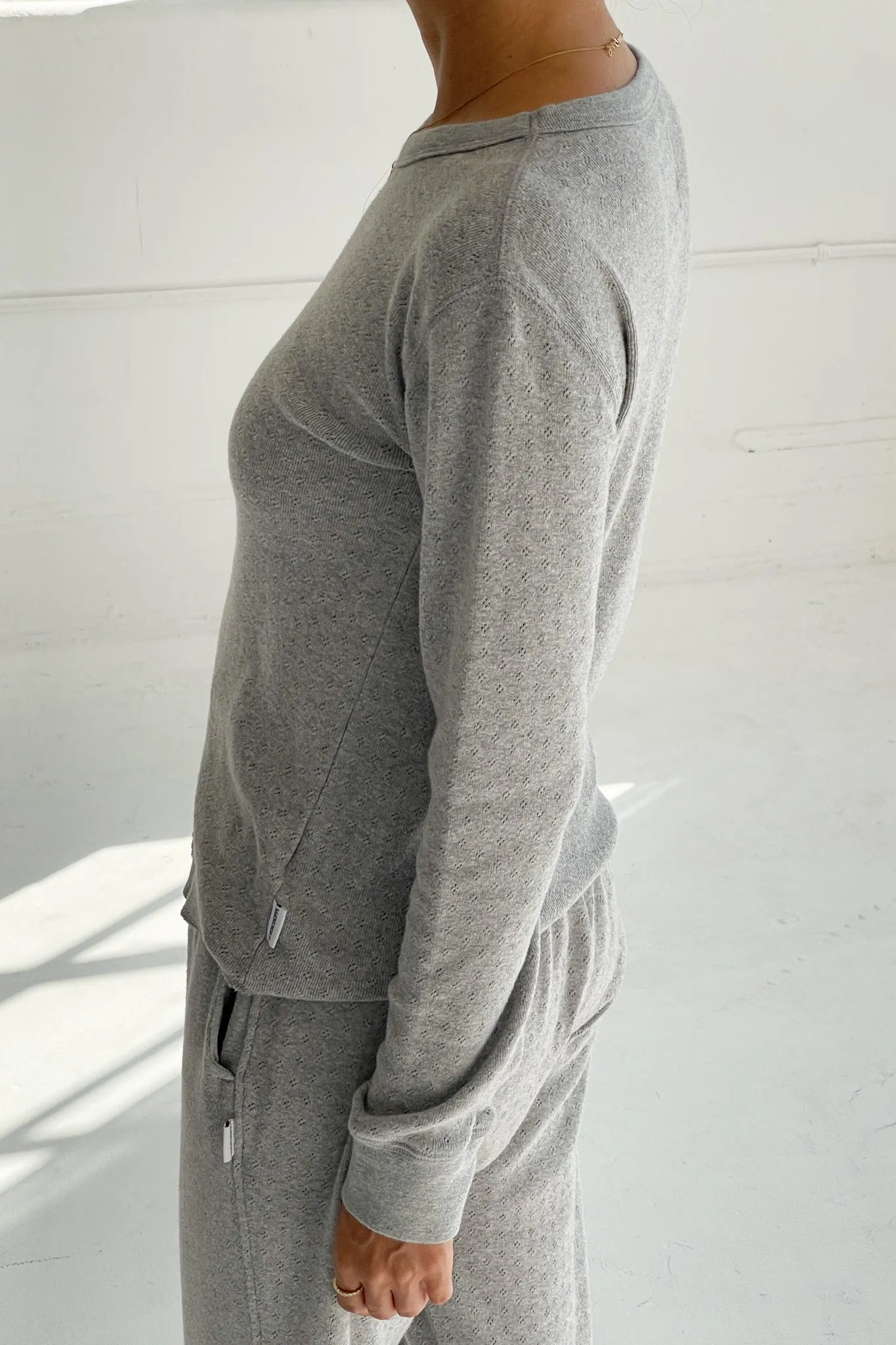 Pointelle Fundamental Tee - Melange Grey sold by Le Bon Shoppe product image thumbnail 2