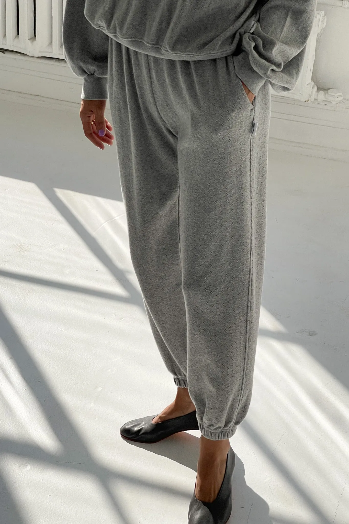 Pointelle Serene Joggers - Melange Grey sold by Le Bon Shoppe product image thumbnail 3