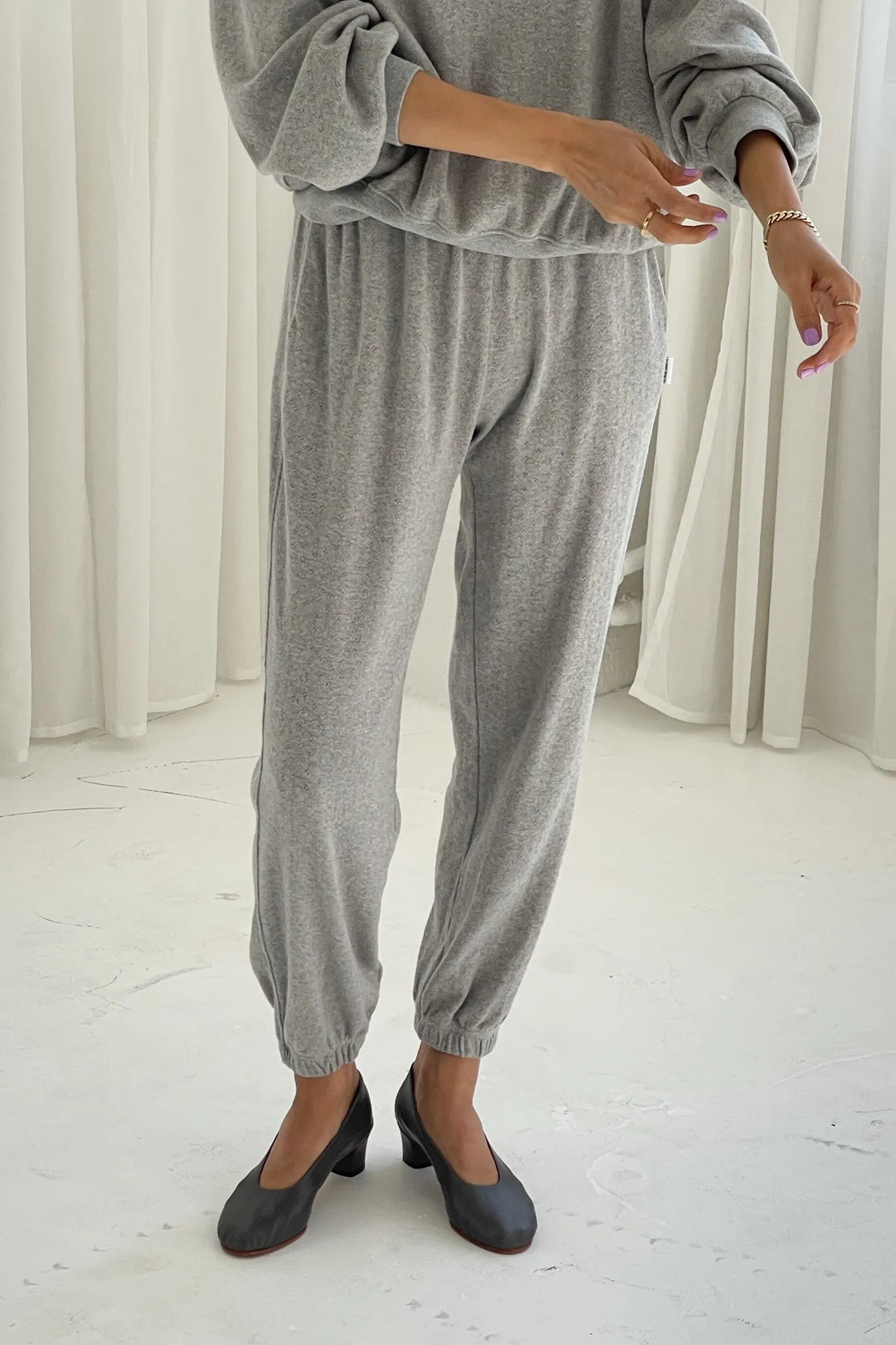 Pointelle Serene Joggers - Melange Grey sold by Le Bon Shoppe