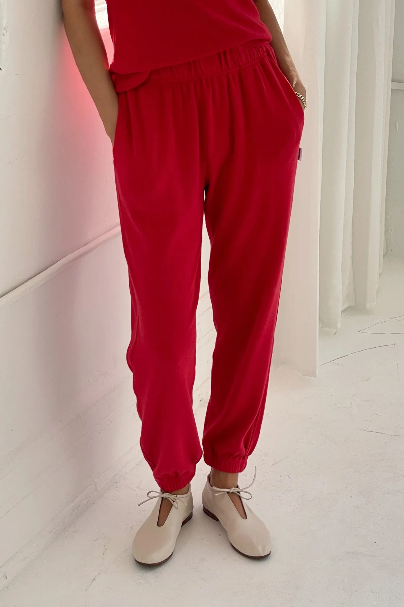 Pointelle Serene Joggers - Red Apple sold by Le Bon Shoppe