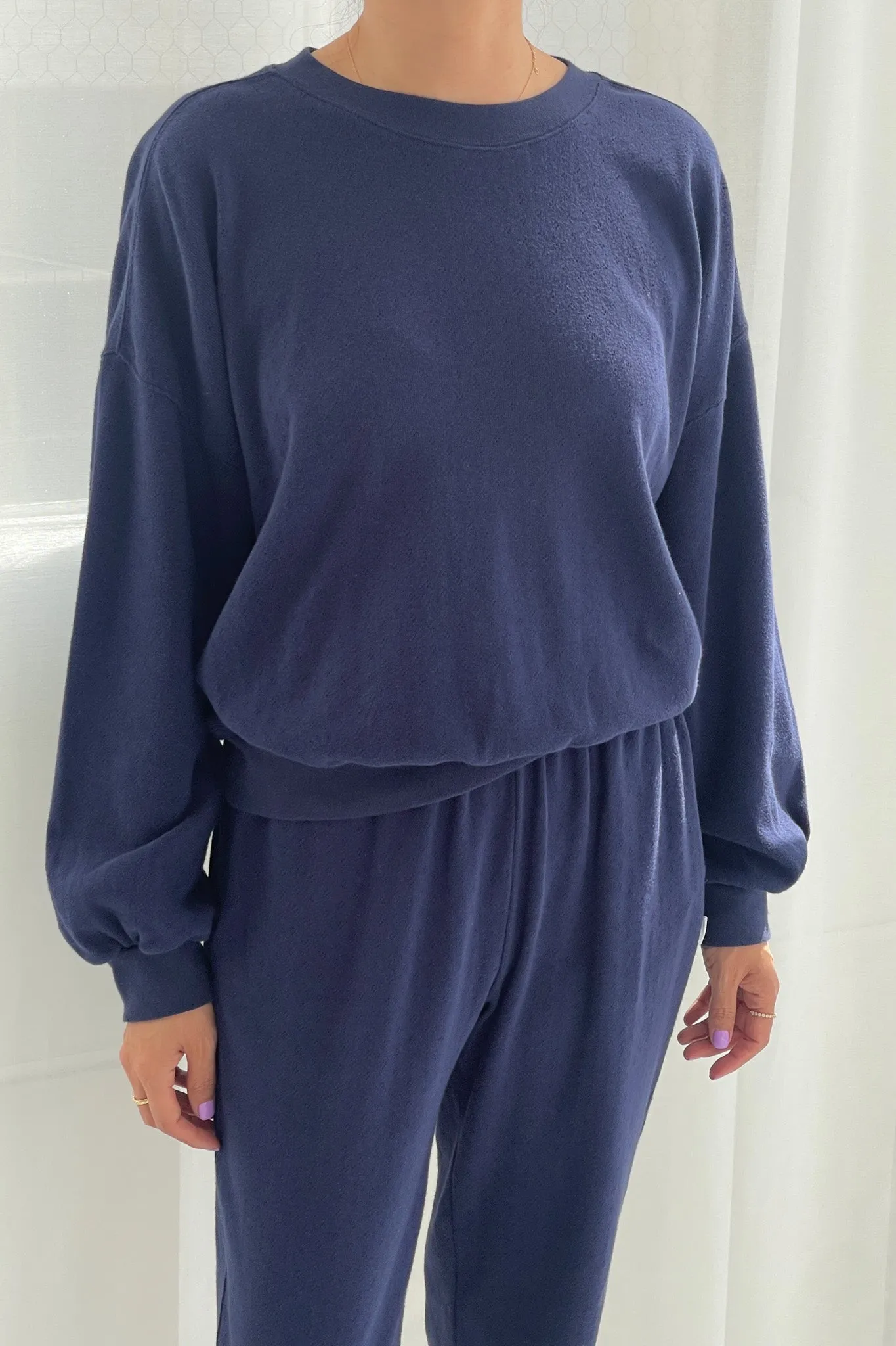 Pointelle Core Sweatshirt - Navy sold by Le Bon Shoppe