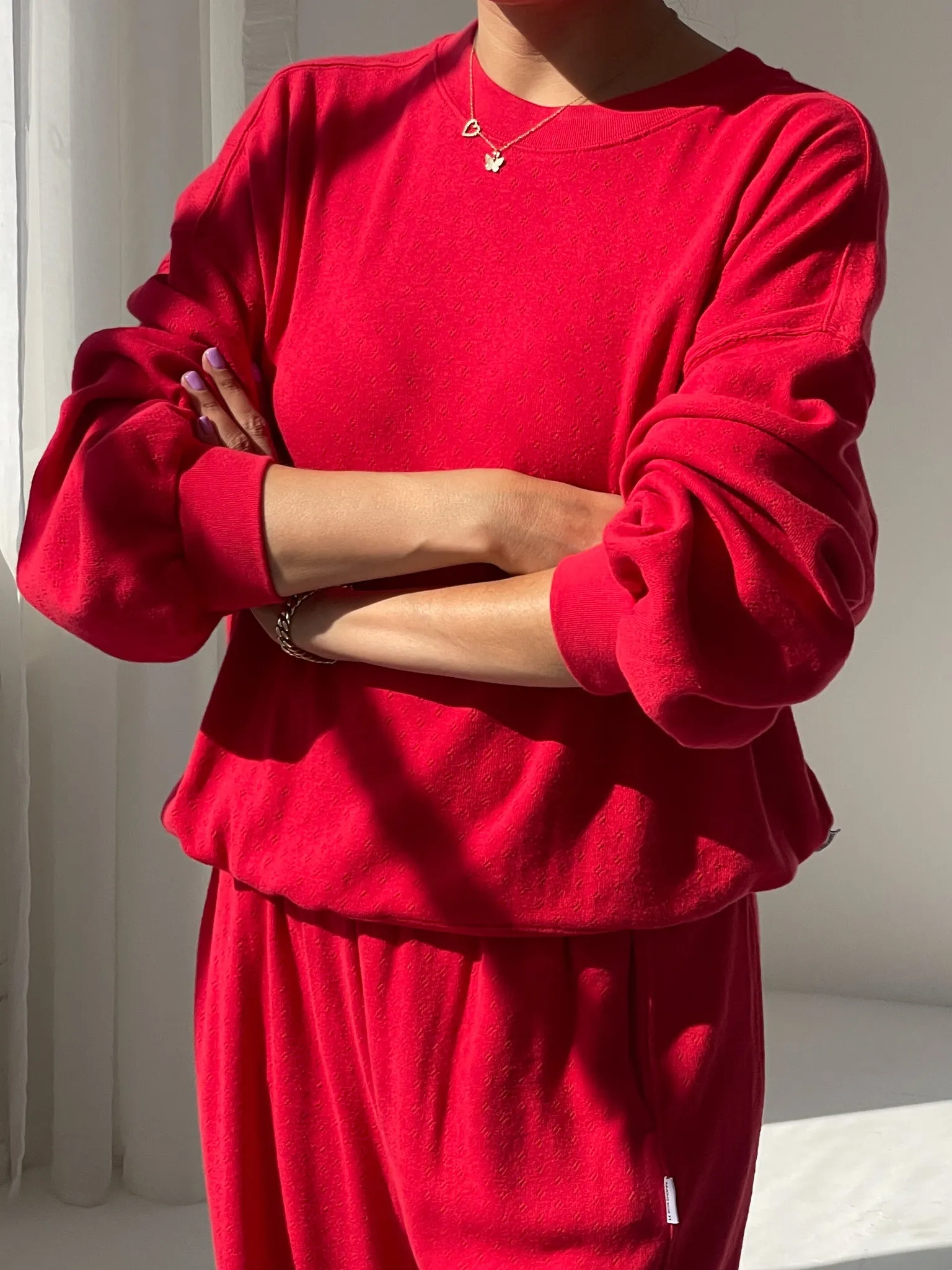 Pointelle Core Sweatshirt - Red Apple sold by Le Bon Shoppe product image thumbnail 2