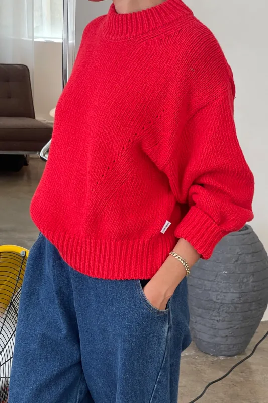 Zoe Cotton Sweater - Chilli sold by Le Bon Shoppe