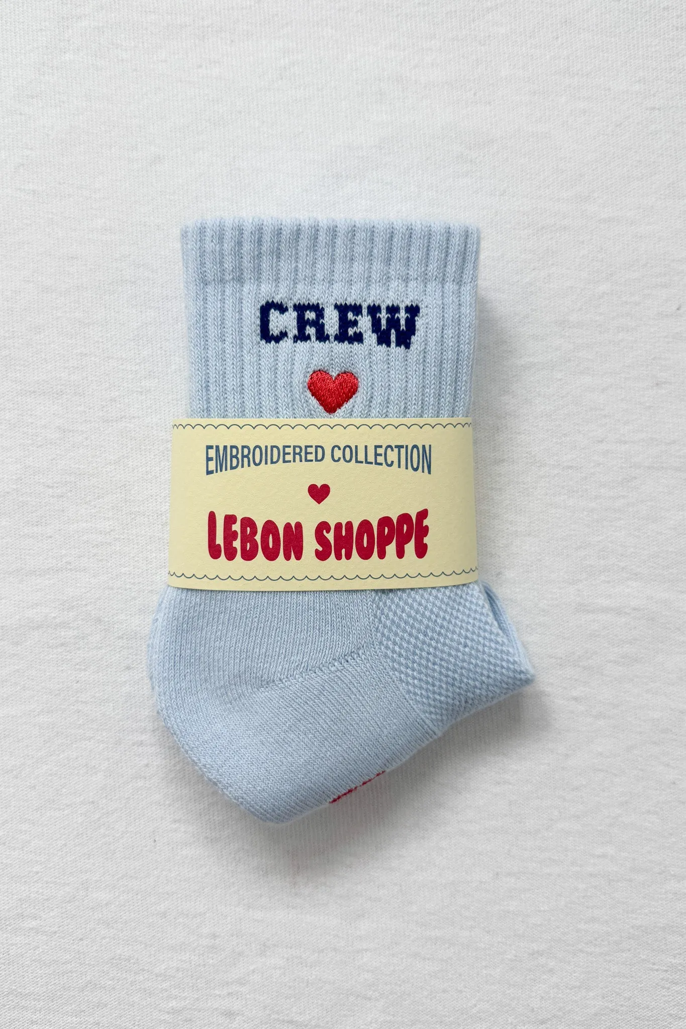 Embroidered Crew Socks - Sky Blue sold by Le Bon Shoppe product image thumbnail 4