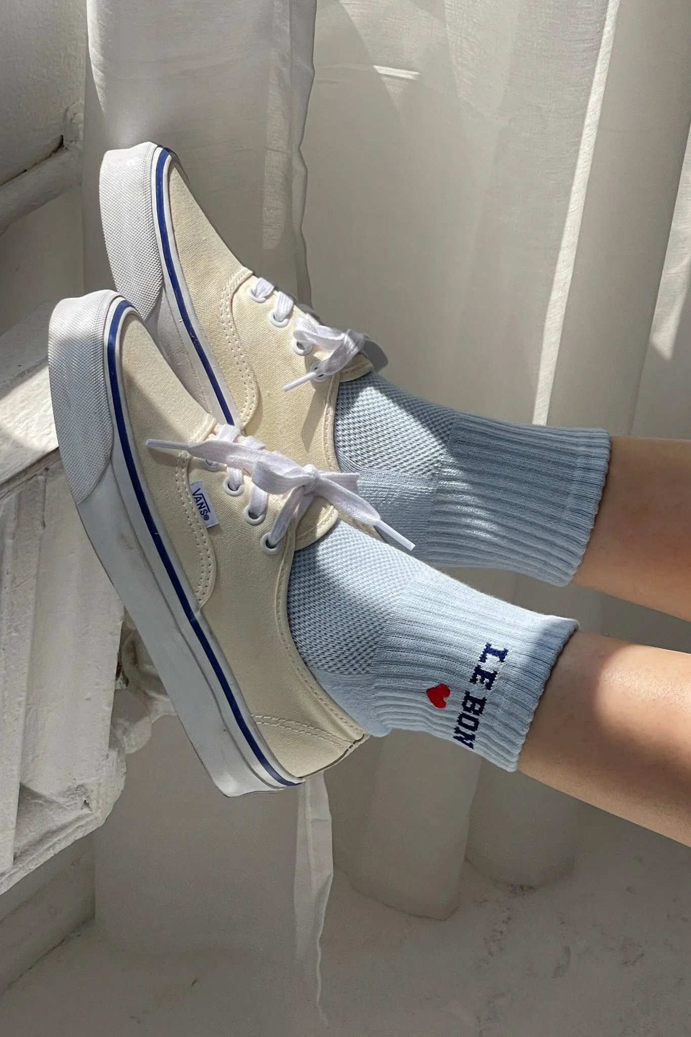 Embroidered Crew Socks - Sky Blue sold by Le Bon Shoppe product image thumbnail 3