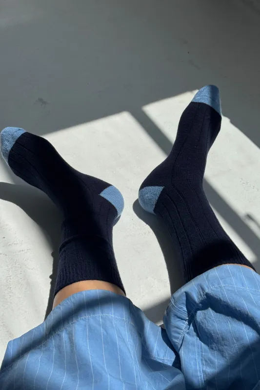 EXTENDED Cashmere Classic Socks - Navy sold by Le Bon Shoppe