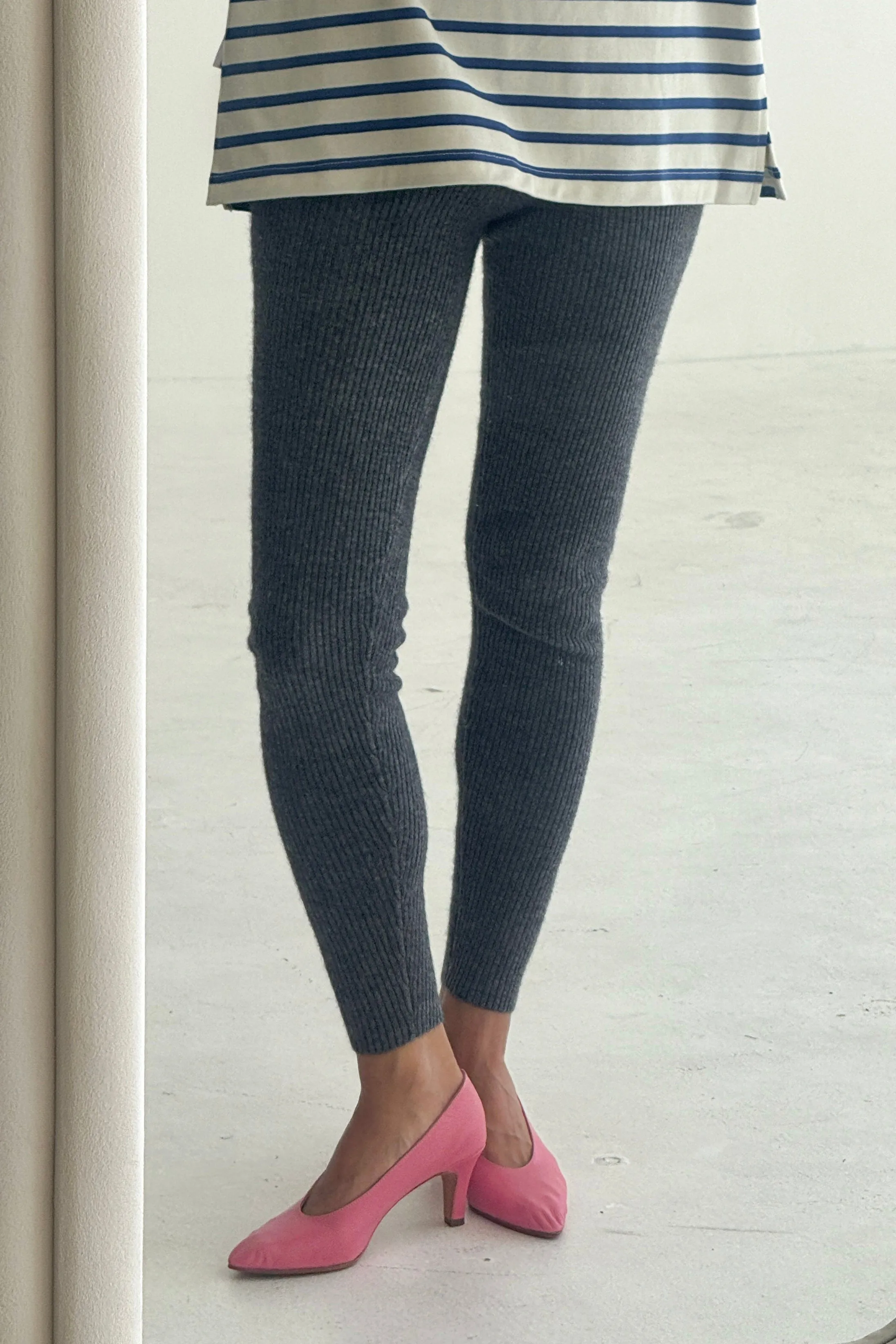Cashmere Ribbed Leggings - Charcoal sold by Le Bon Shoppe product image thumbnail 3
