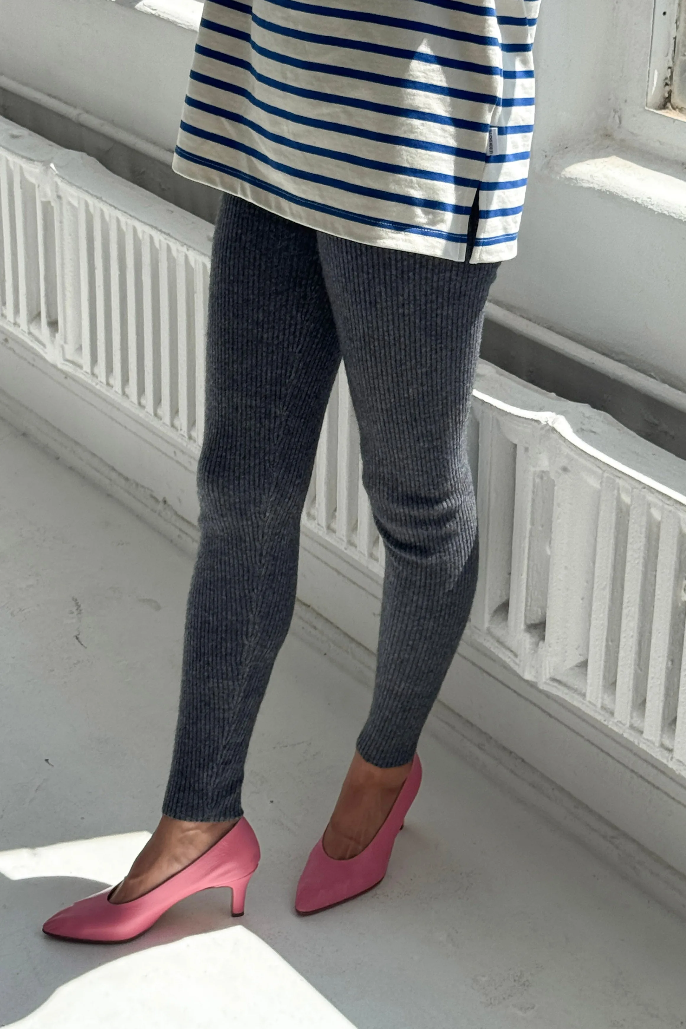 Cashmere Ribbed Leggings - Charcoal sold by Le Bon Shoppe