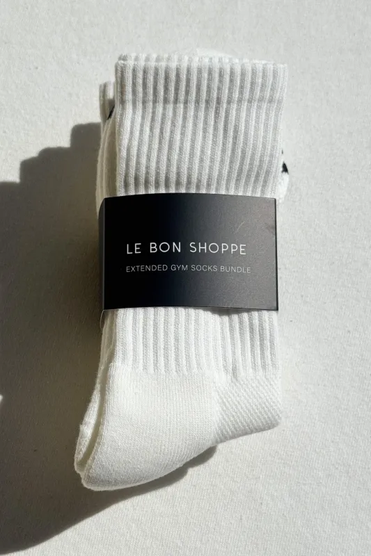 Extended Gym Socks Bundle - 3 Pair Bundle Pack ( SIMPLE WHITE ) sold by Le Bon Shoppe