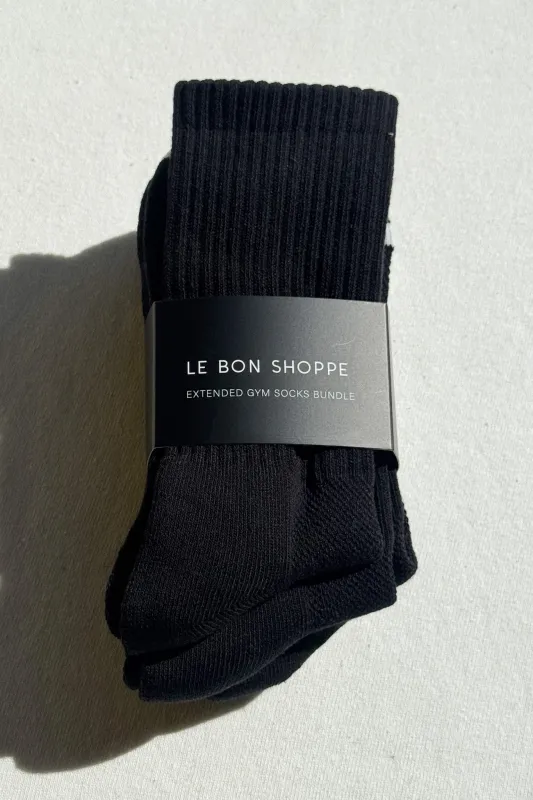 Extended Gym Socks Bundle - 3 Pair Bundle Pack ( BLACK ) sold by Le Bon Shoppe