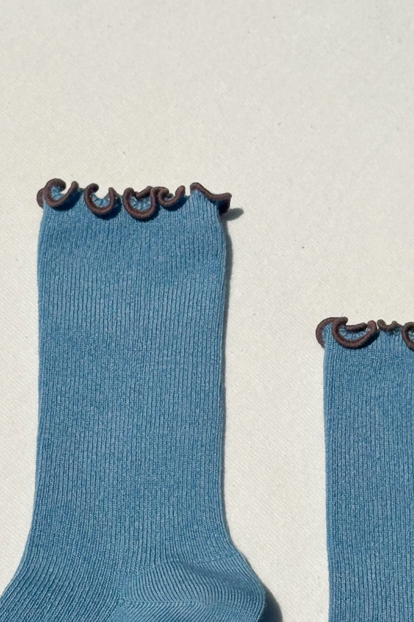 Ruffled Modal Socks - Powder Blue / Brown Edge sold by Le Bon Shoppe product image thumbnail 5