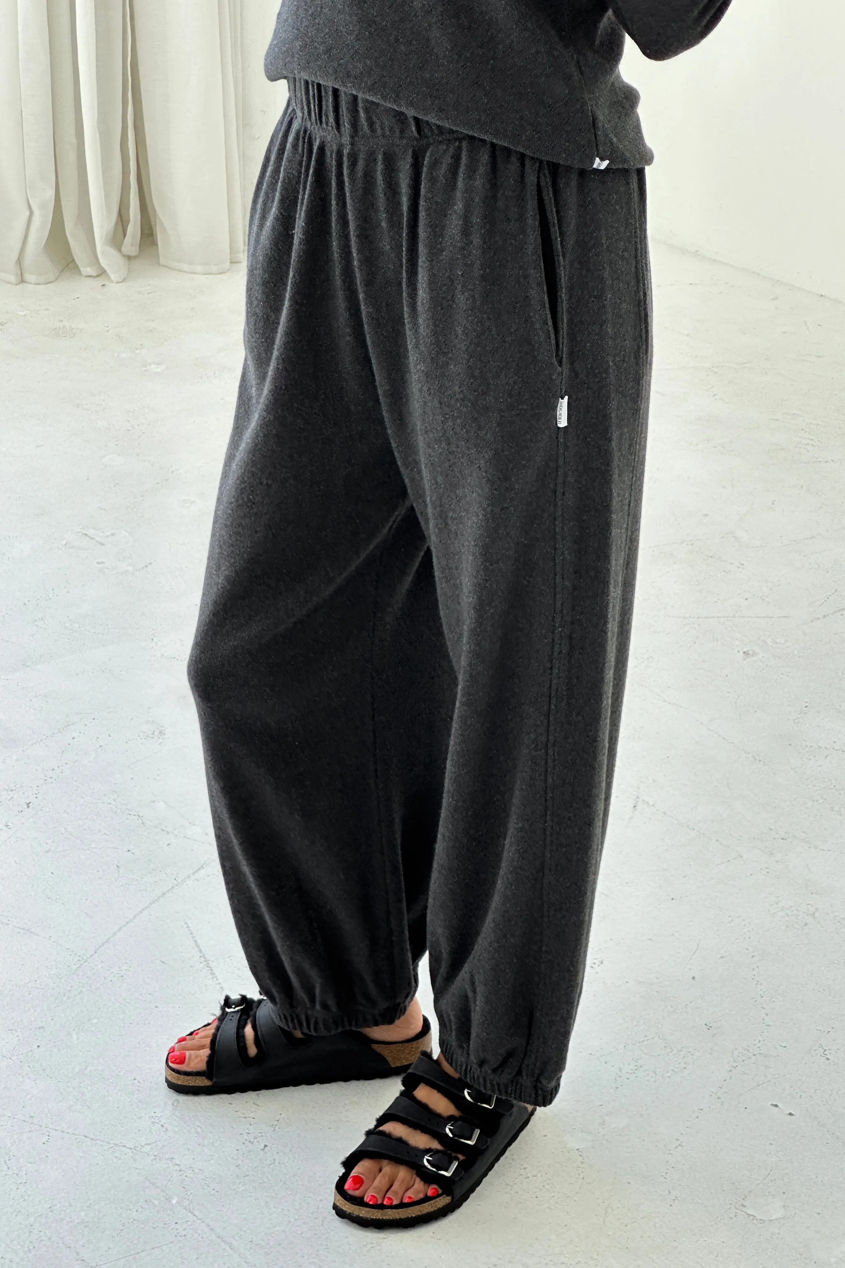 Pointelle Balloon Pants - Charcoal sold by Le Bon Shoppe