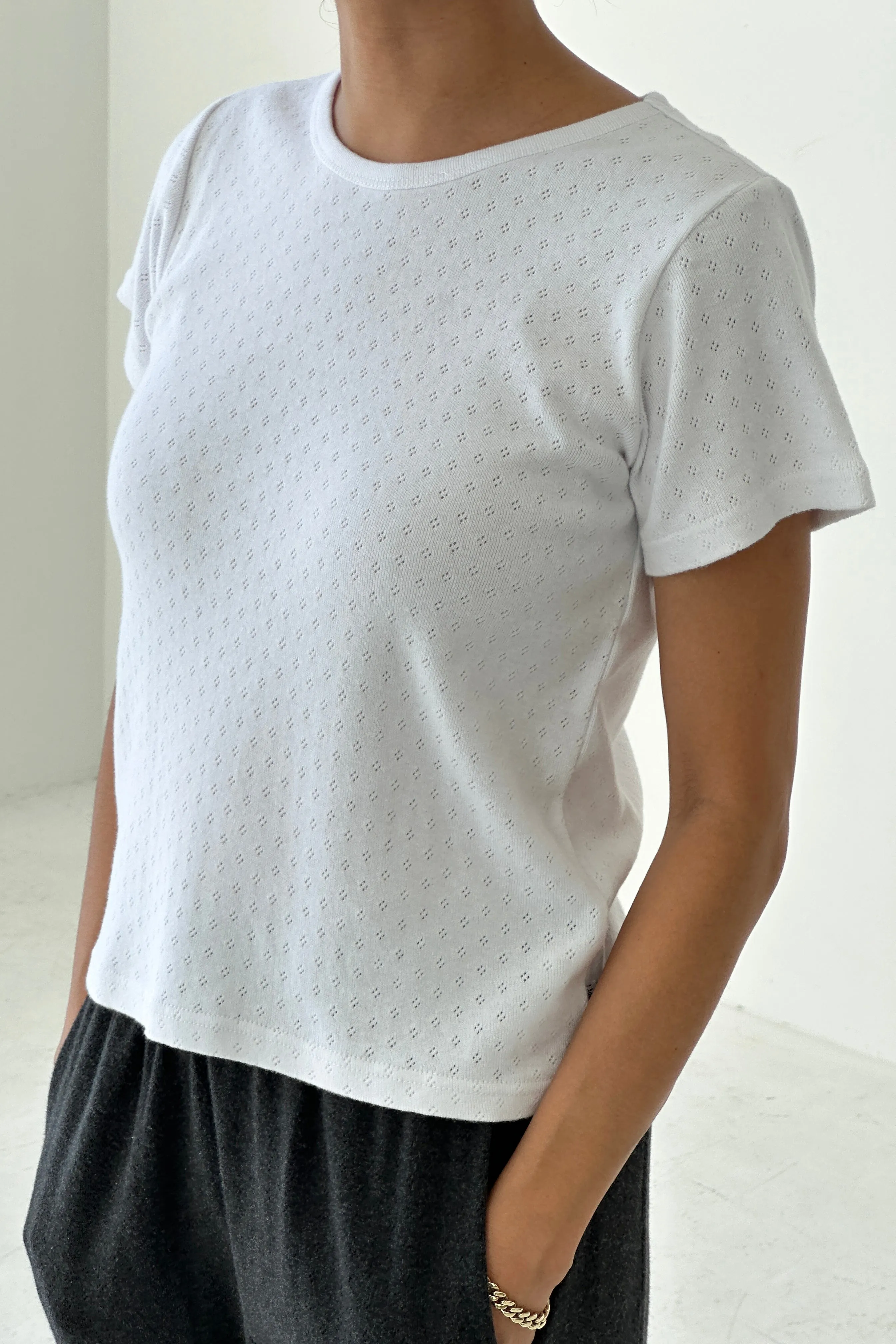 Pointelle Babe Tee - Snow White sold by Le Bon Shoppe