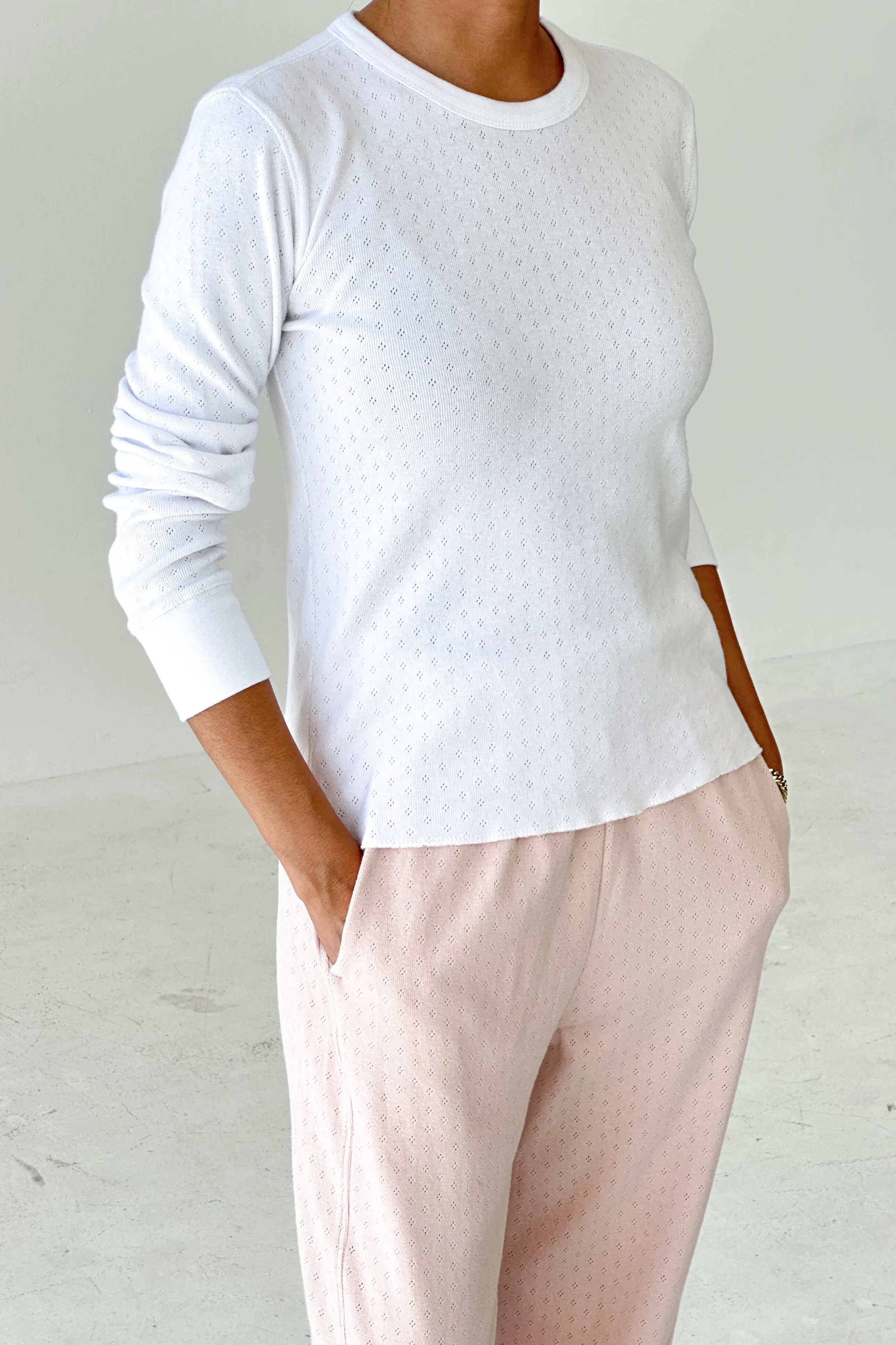 Pointelle Fundamental Tee - Snow White sold by Le Bon Shoppe