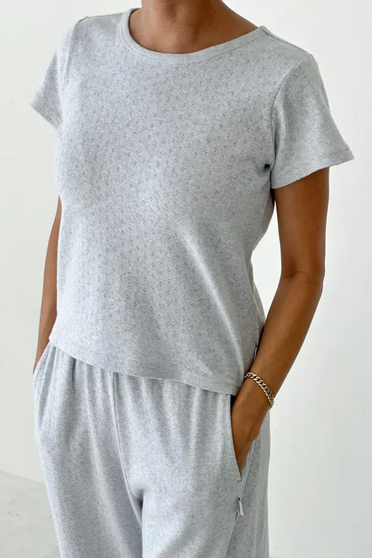 Pointelle Babe Tee - Icy Grey sold by Le Bon Shoppe