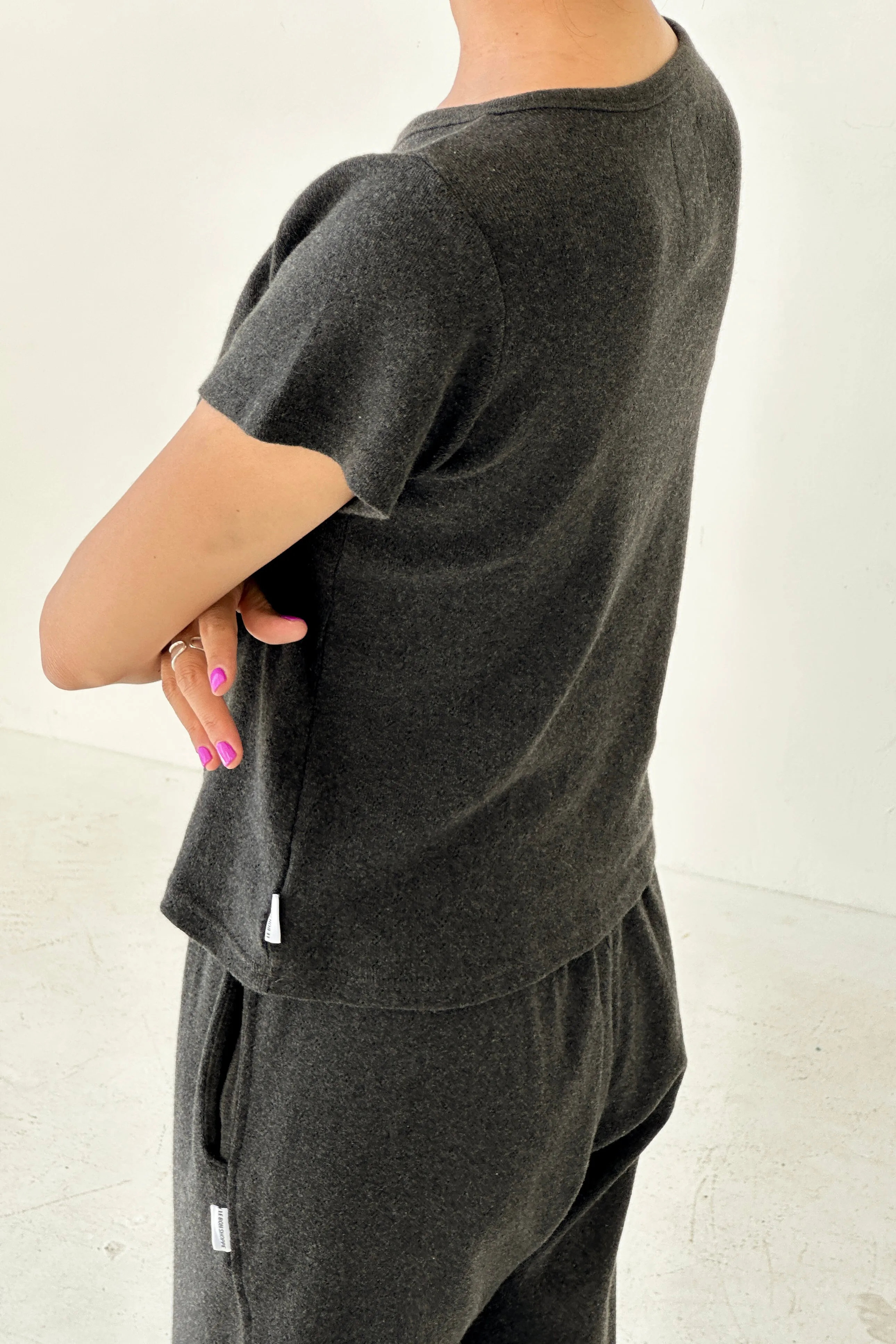 Pointelle Babe Tee - Charcoal sold by Le Bon Shoppe product image thumbnail 2