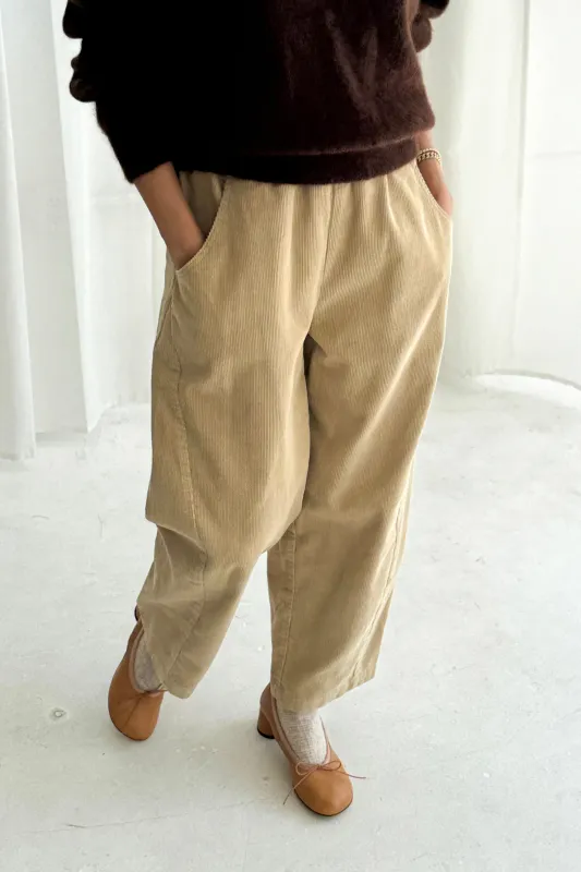 Corduroy Arc Pants - Khaki sold by Le Bon Shoppe
