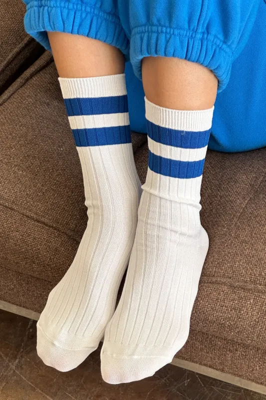 Her Varsity Socks - White Blue sold by Le Bon Shoppe