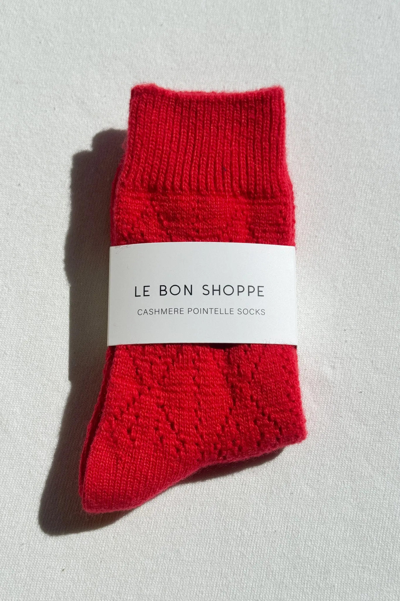 Cashmere Pointelle Socks - Red sold by Le Bon Shoppe product image thumbnail 5