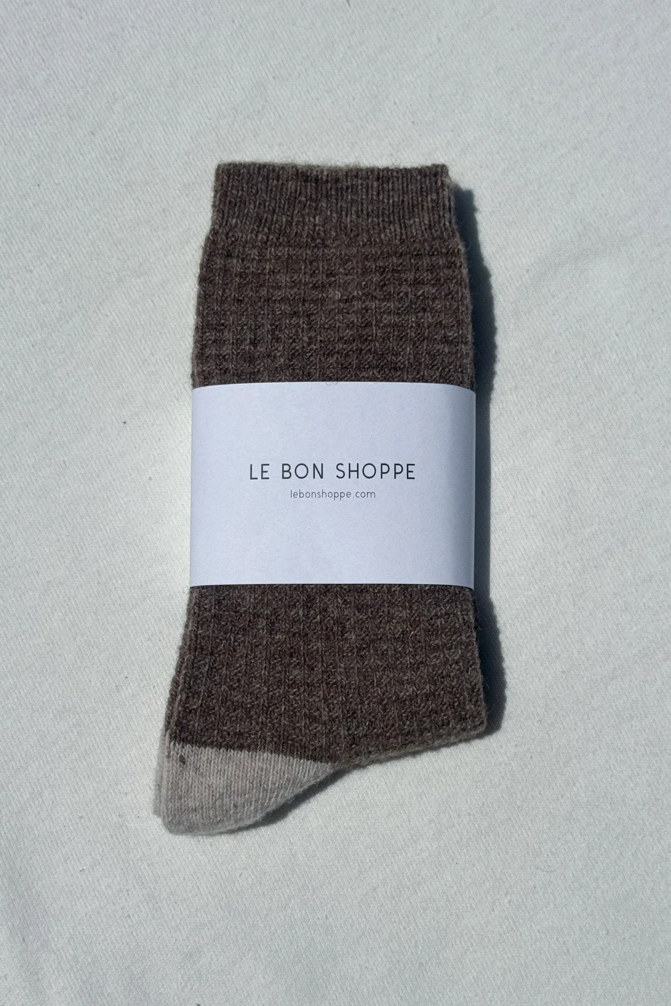 Wool Waffled Socks - Brown / Oatmeal sold by Le Bon Shoppe product image thumbnail 4