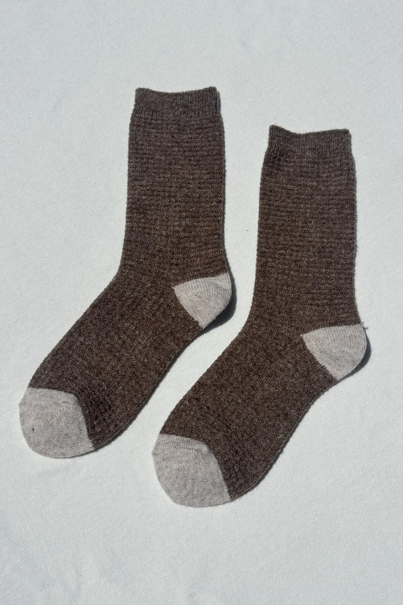 Wool Waffled Socks - Brown / Oatmeal sold by Le Bon Shoppe product image thumbnail 3