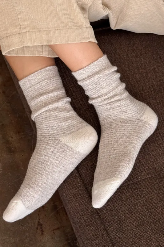 Wool Waffled Socks - Oatmeal / Cream sold by Le Bon Shoppe