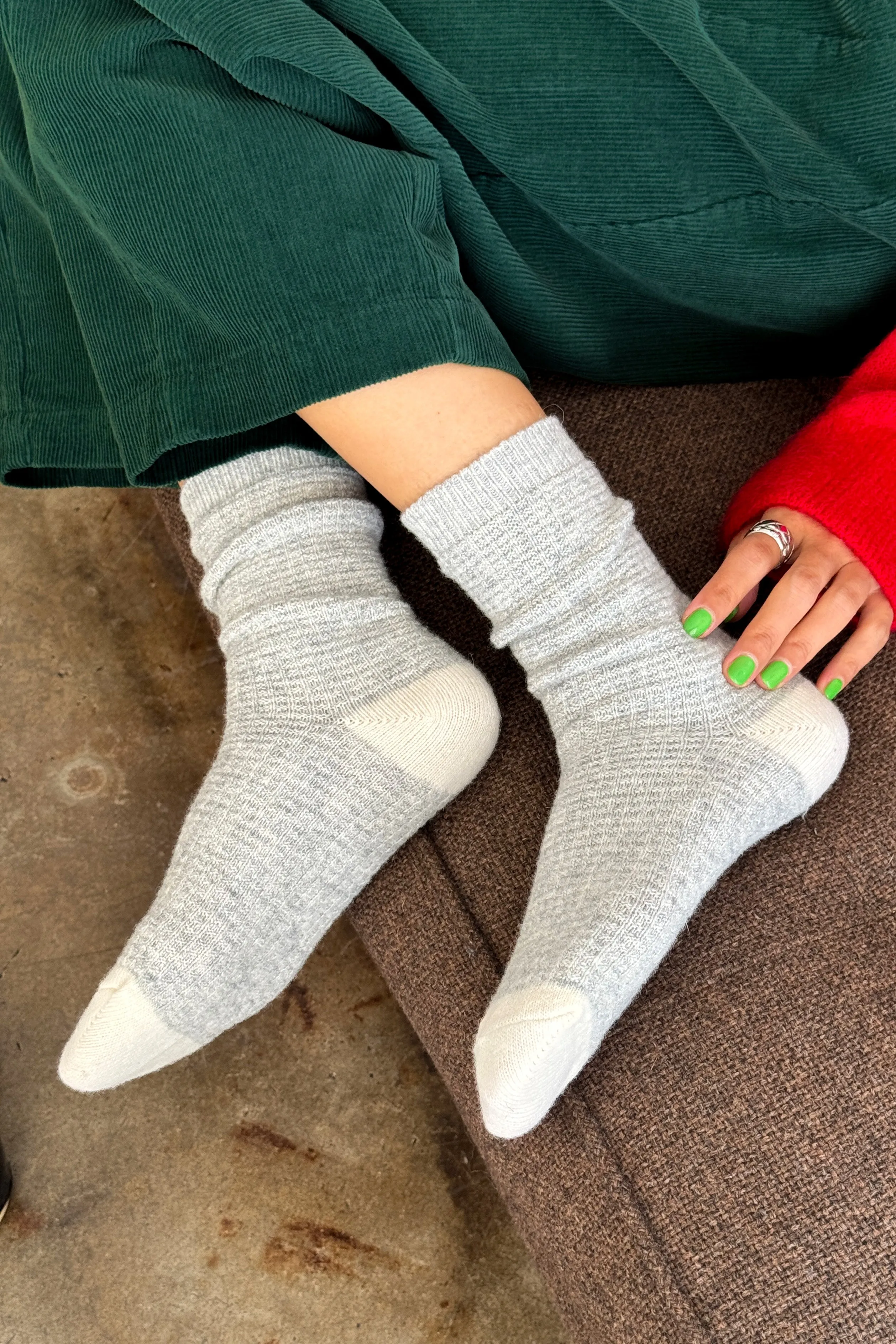 Wool Waffled Socks - Stone / Cream sold by Le Bon Shoppe