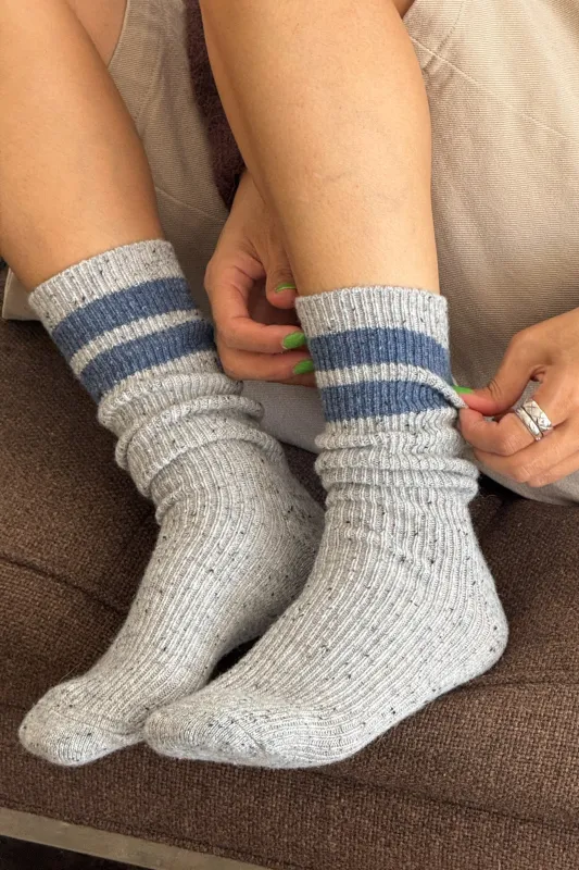 Snow Varsity Socks - Grey / Blue sold by Le Bon Shoppe