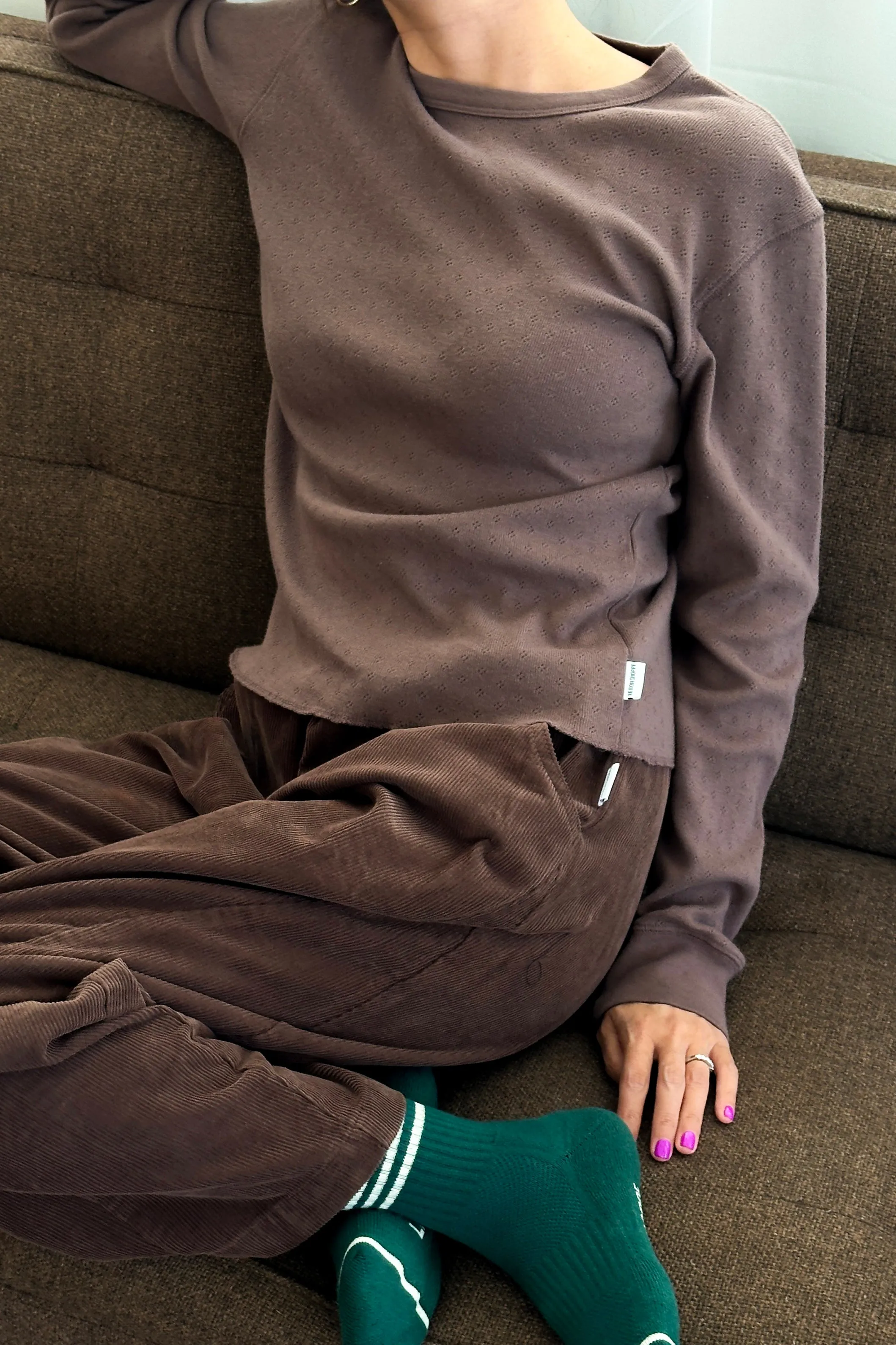 Pointelle Fundamental Tee - Chocolate sold by Le Bon Shoppe