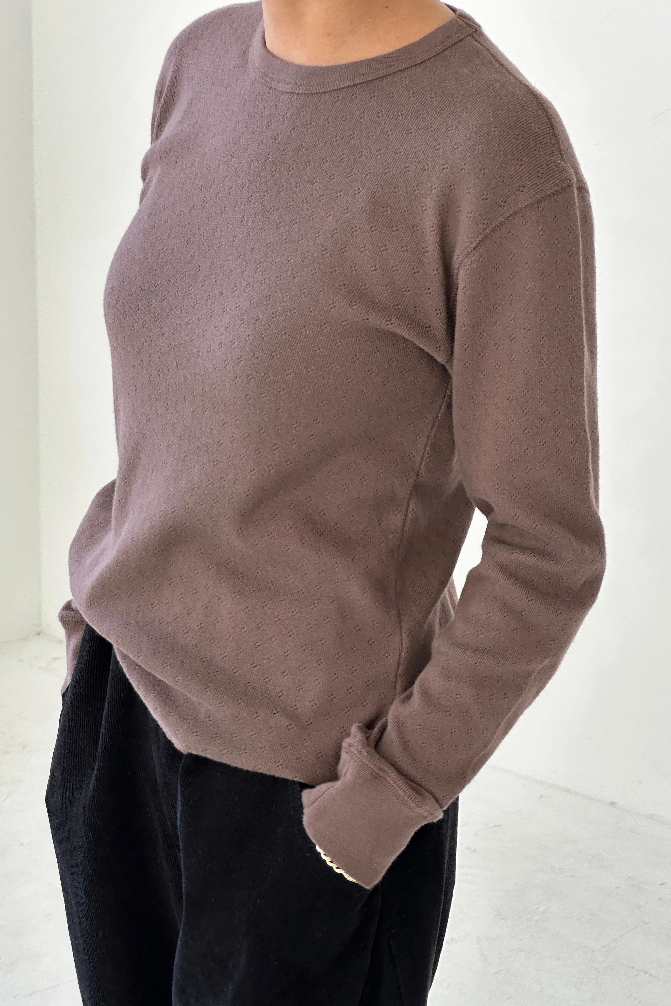 Pointelle Fundamental Tee - Chocolate sold by Le Bon Shoppe product image thumbnail 2