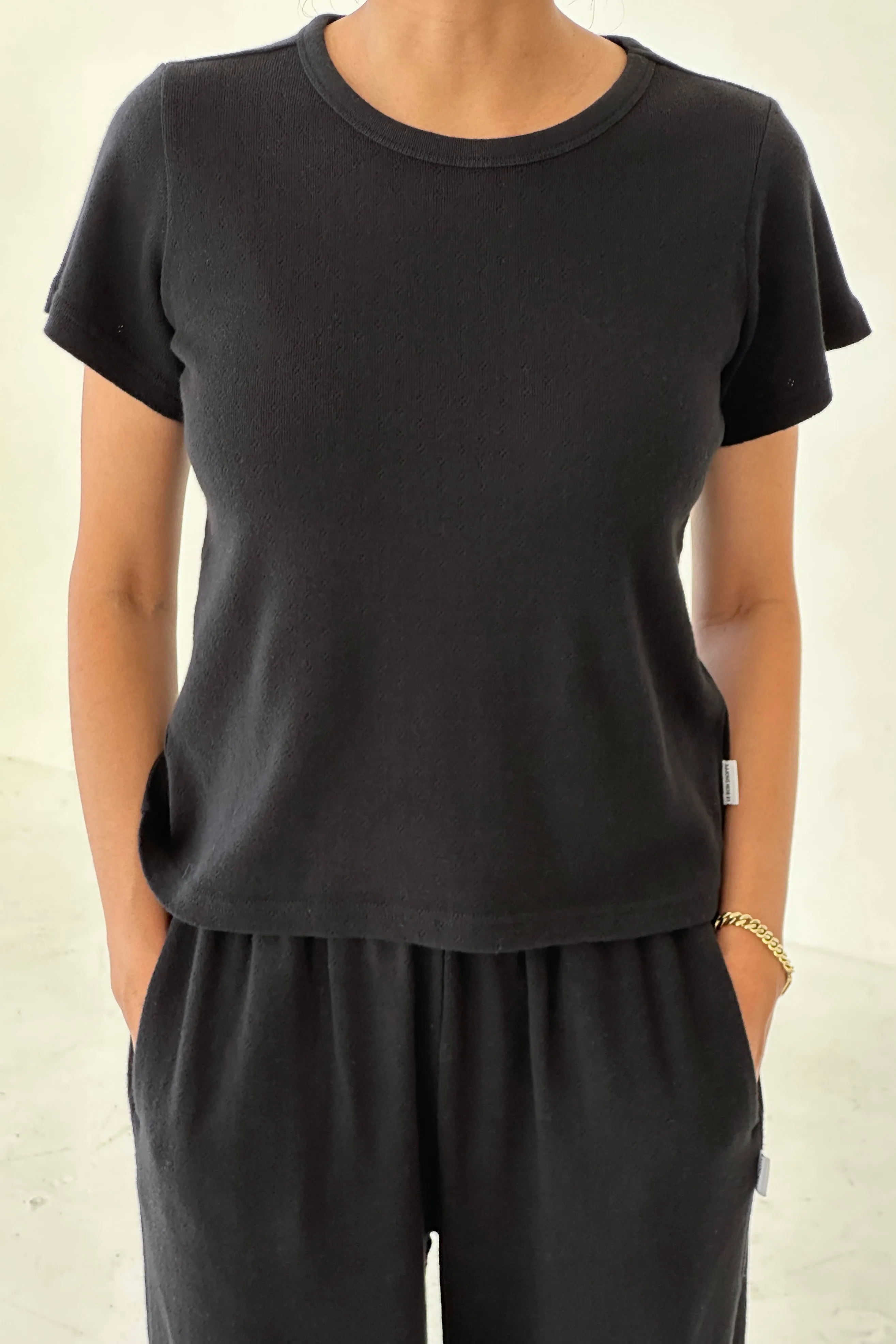 Pointelle Babe Tee - Black sold by Le Bon Shoppe product image thumbnail 2