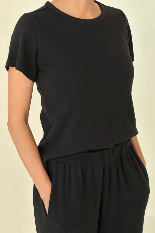 Pointelle Babe Tee - Black sold by Le Bon Shoppe