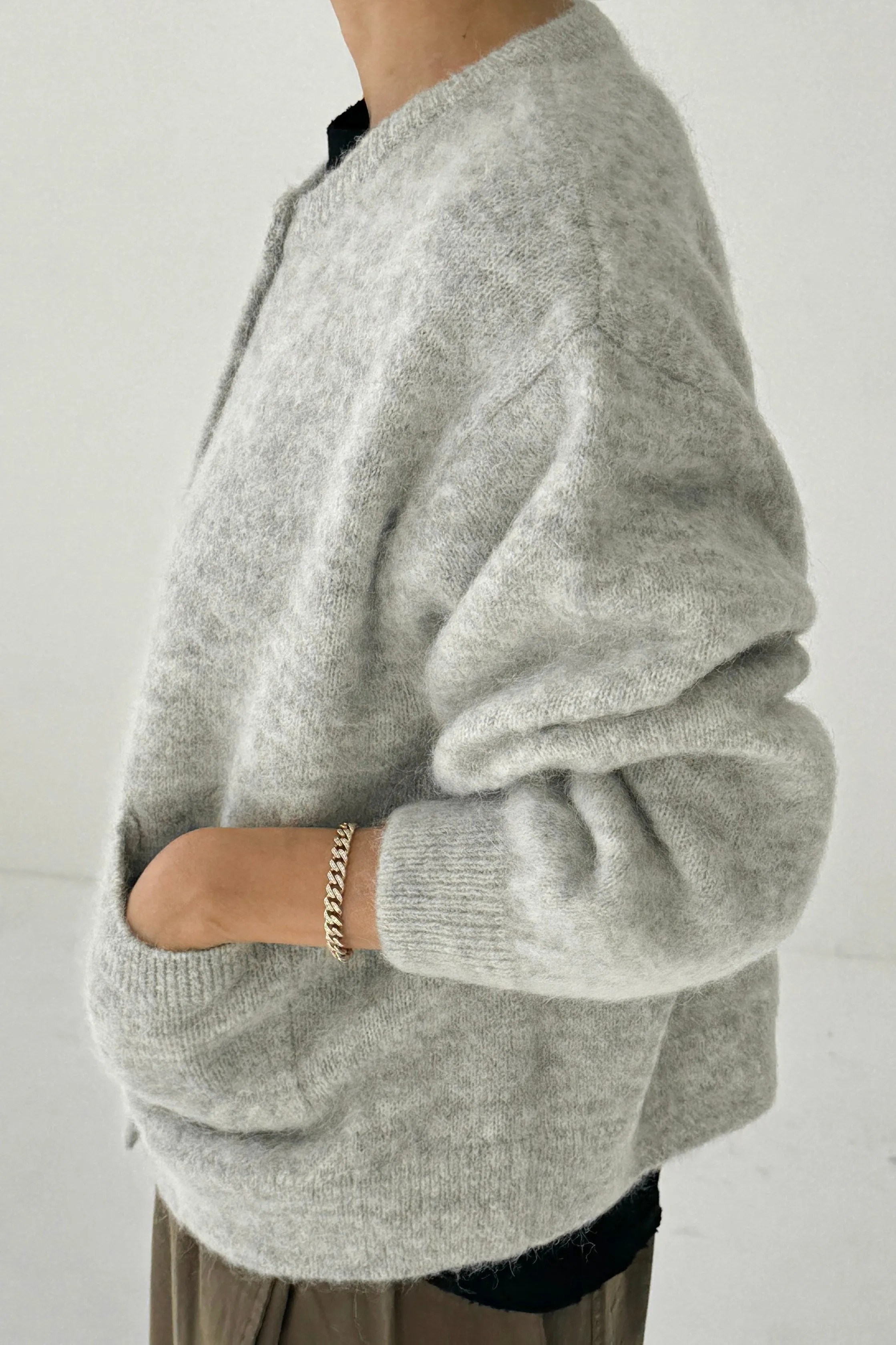 Amélie Alpaca Cardigan - Light Grey sold by Le Bon Shoppe product image thumbnail 3