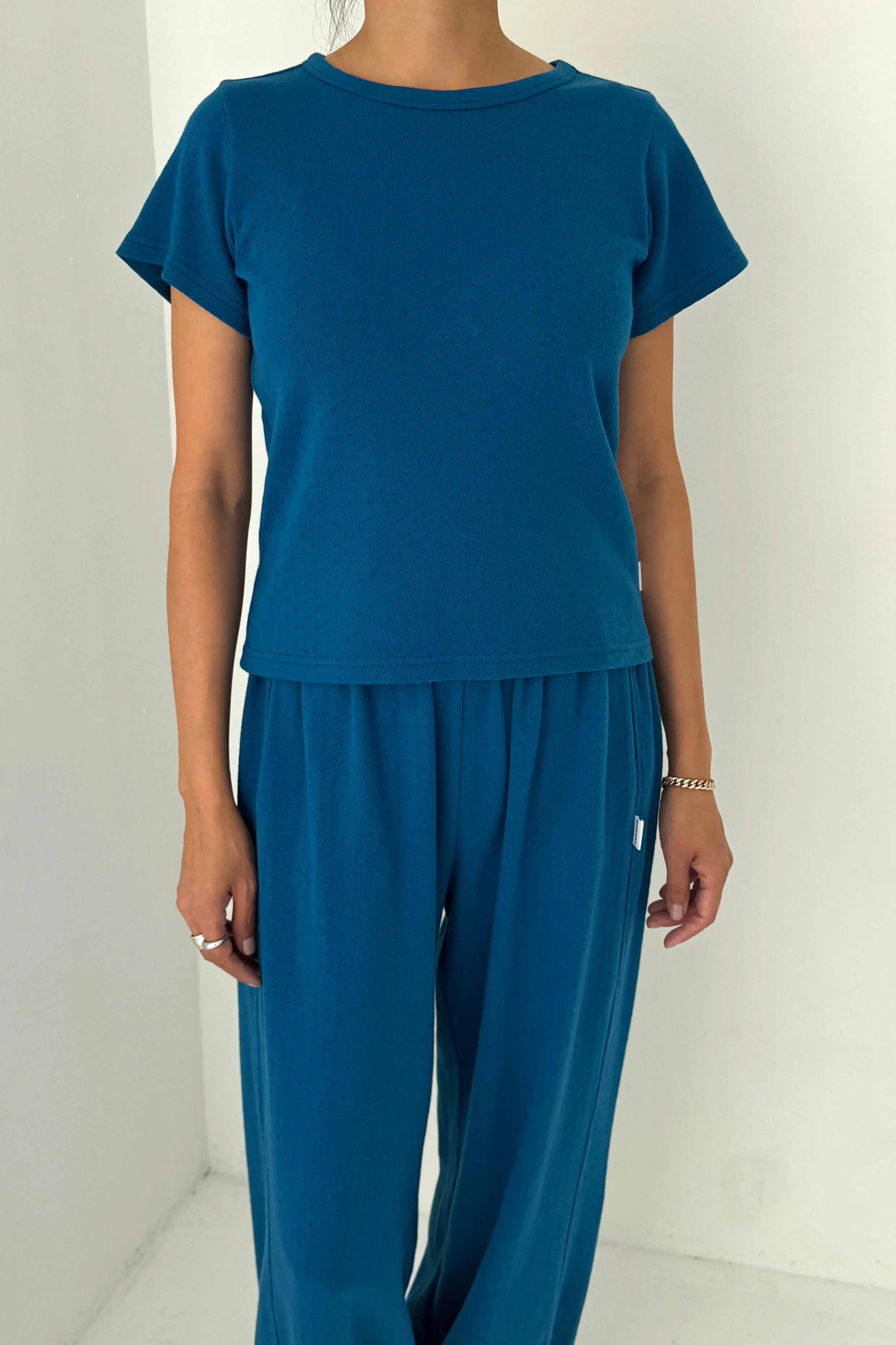 Pointelle Babe Tee - Sea Blue sold by Le Bon Shoppe