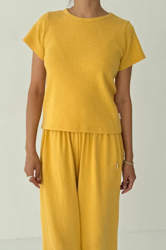 Pointelle Babe Tee - Deep Yellow sold by Le Bon Shoppe