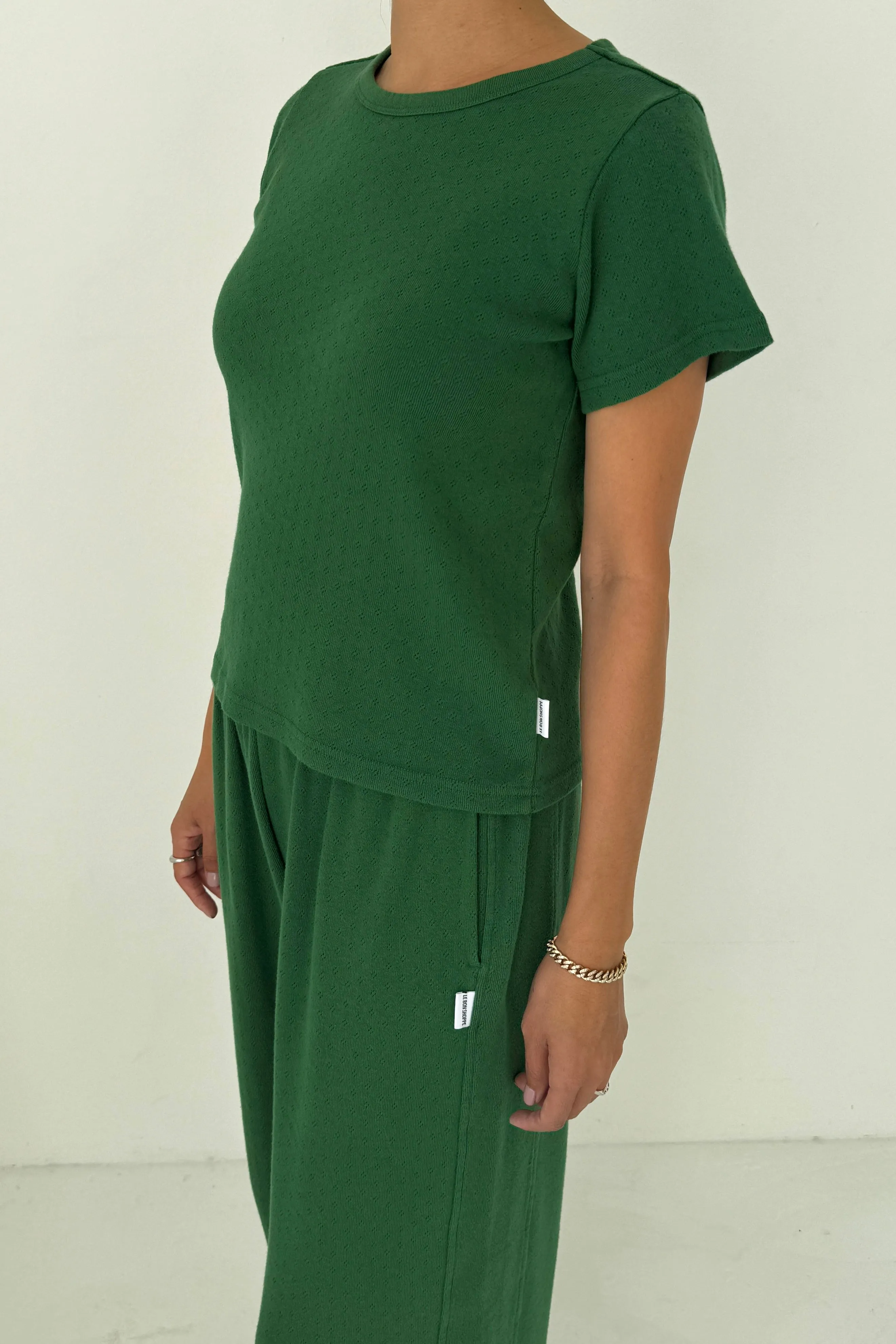 Pointelle Babe Tee - Moss Green sold by Le Bon Shoppe