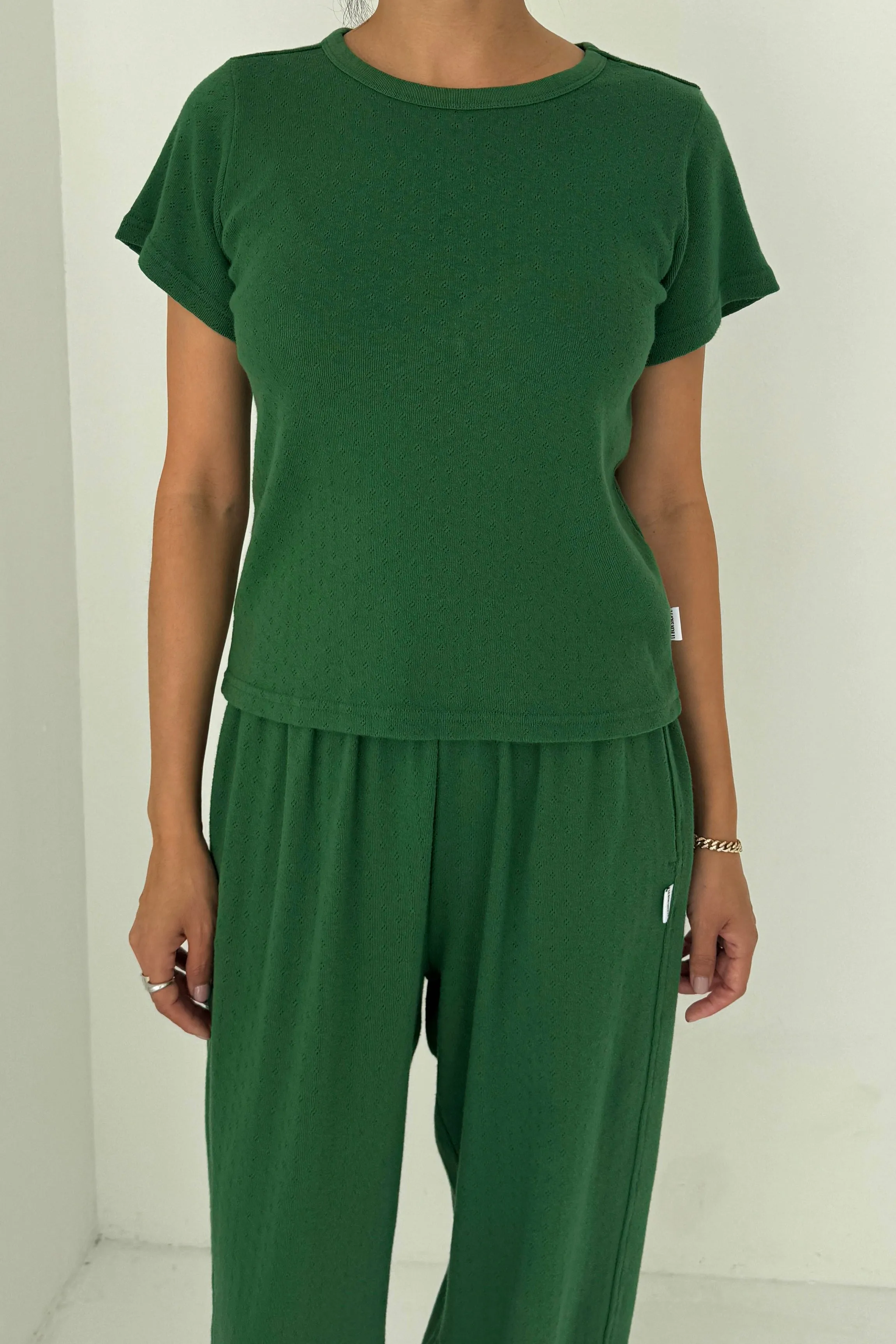 Pointelle Babe Tee - Moss Green sold by Le Bon Shoppe product image thumbnail 2