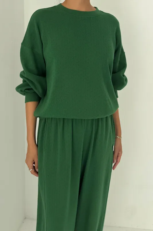 Pointelle Core Sweatshirt - Moss Green made by Le Bon Shoppe