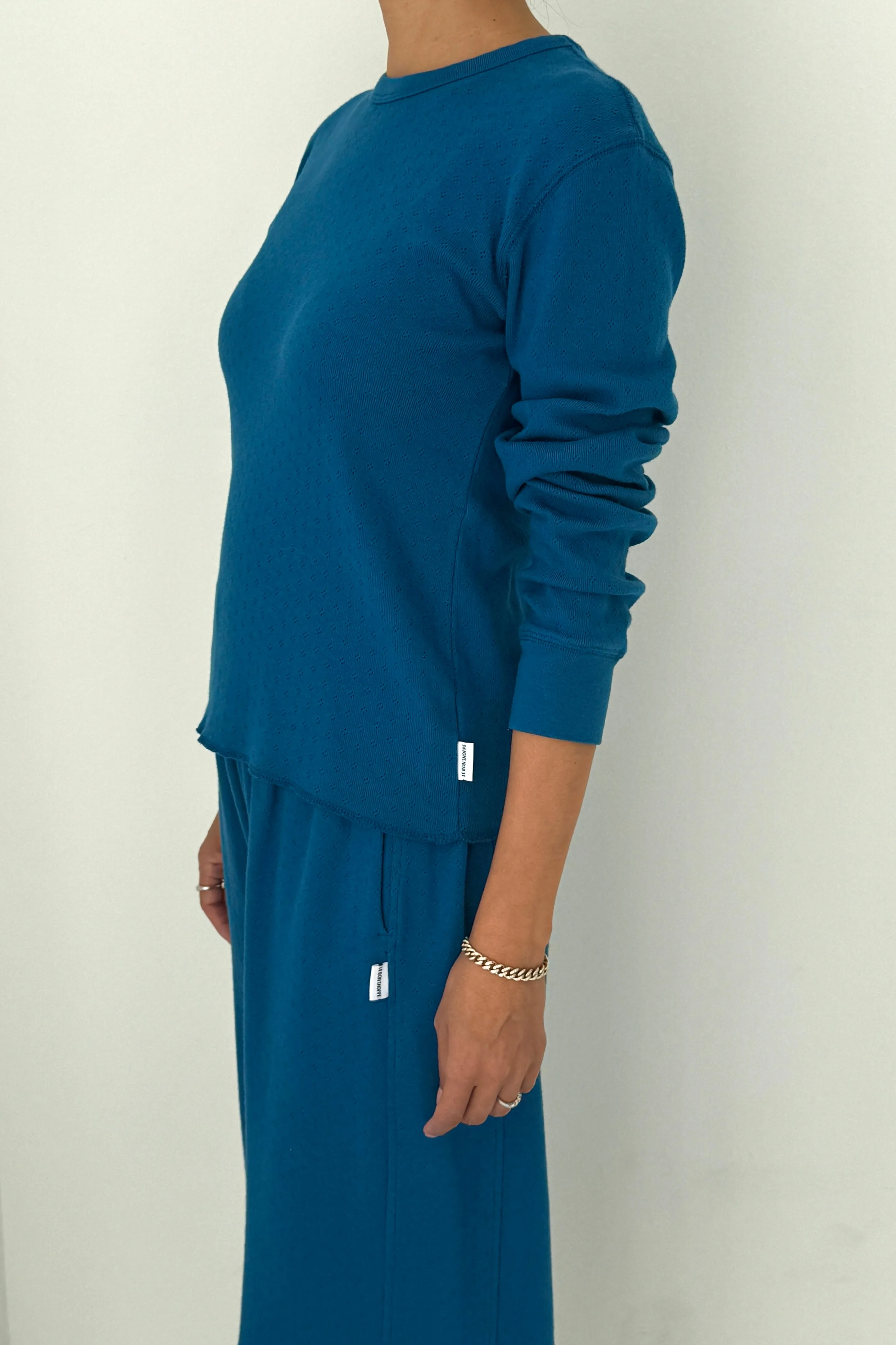 Pointelle Fundamental Tee - Sea Blue sold by Le Bon Shoppe product image thumbnail 2